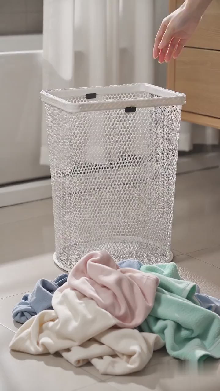 Suction-Cup Laundry Hamper, Folds Flat, 10.9 in Wide