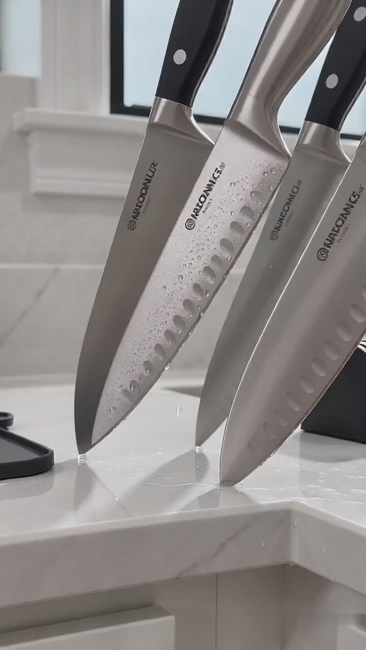 Knife Drying Mat with Slotted Block, Silicone, Grey or Black