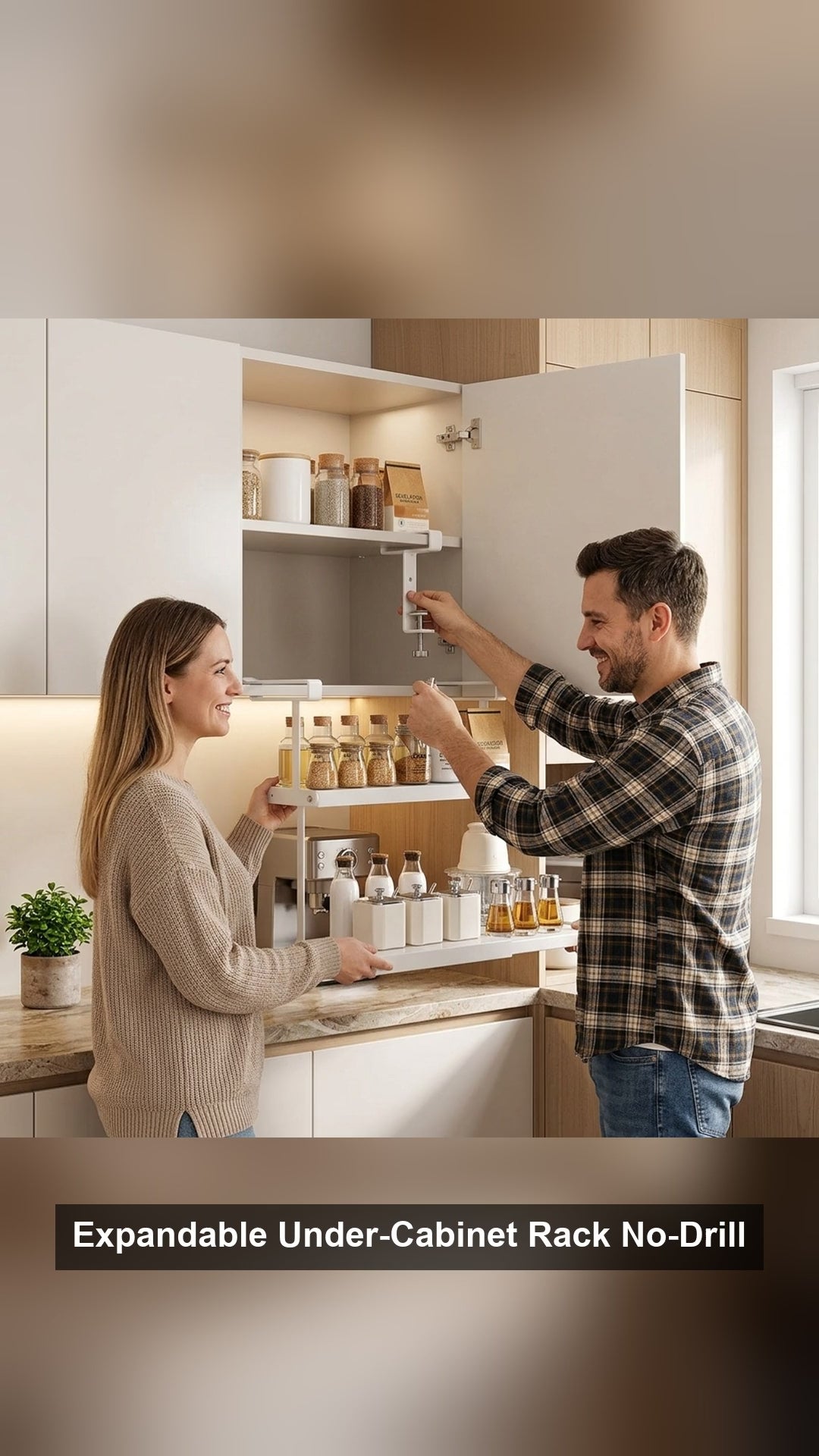Expandable Under-Cabinet Rack No-Drill Double-Layer
