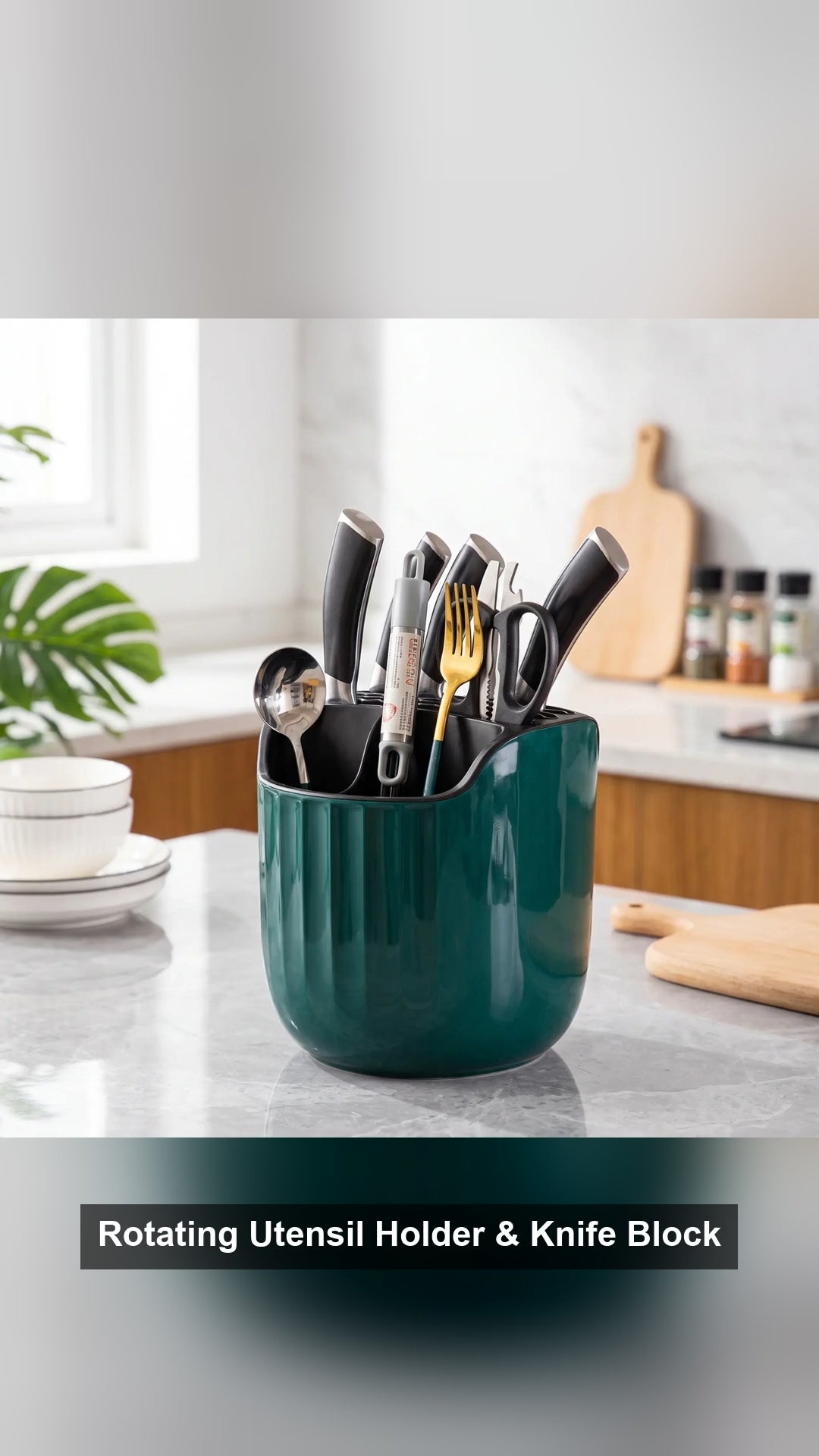 Rotating Utensil Holder & Knife Block 360° Kitchen Organizer