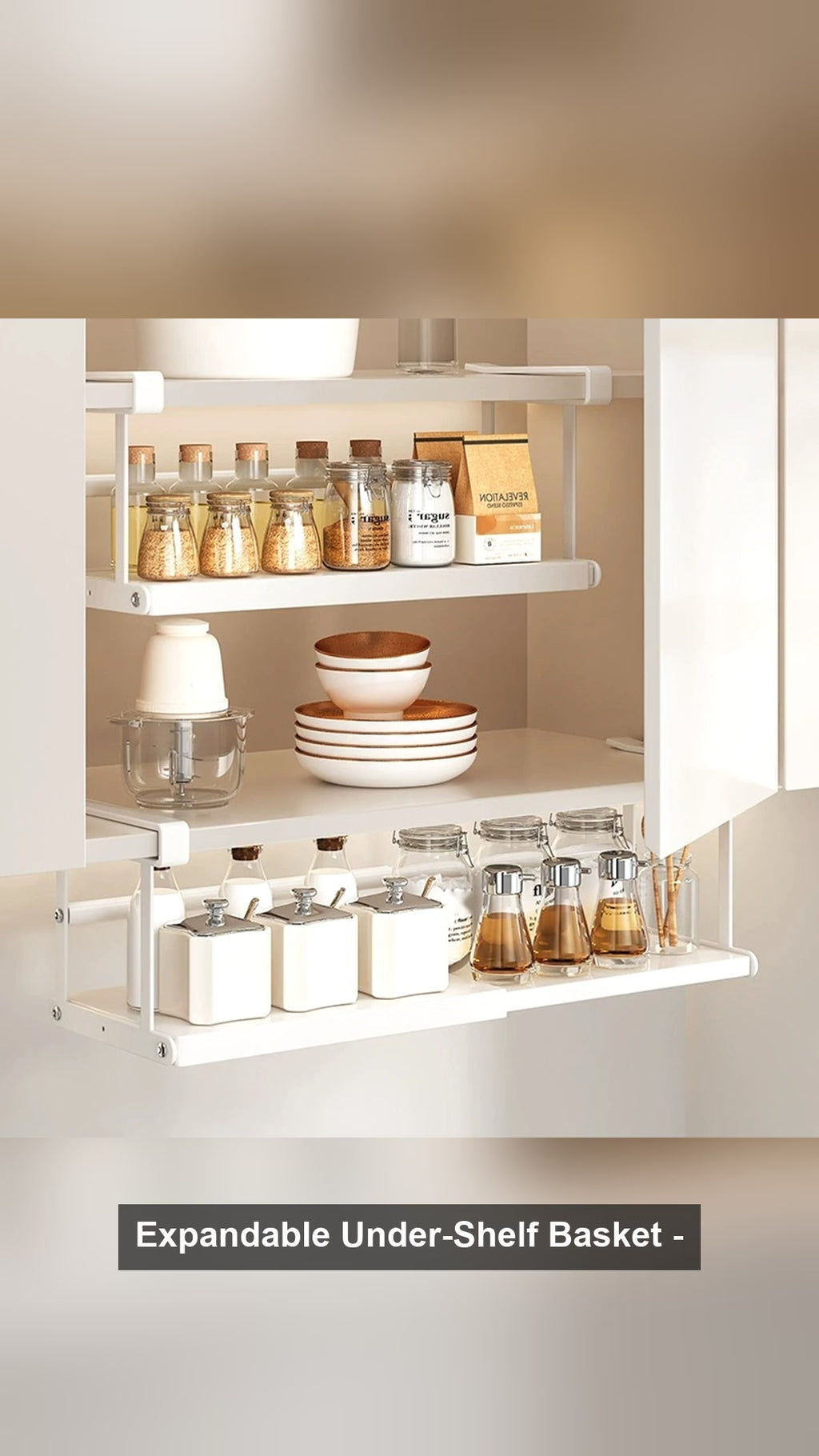 Expandable Under-Shelf Basket - Slide-On Cabinet Storage