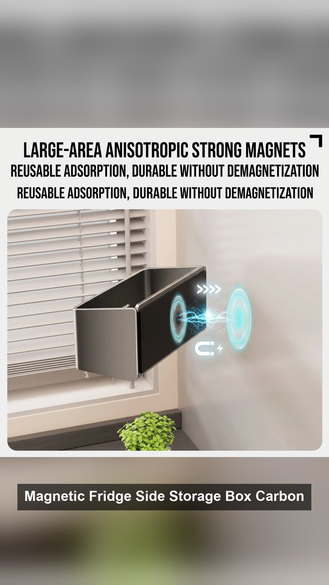 Magnetic Fridge Side Storage Box Carbon Steel Organizer