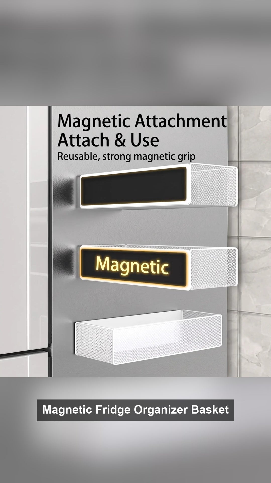Magnetic Fridge Organizer Basket No-Drill Door Storage