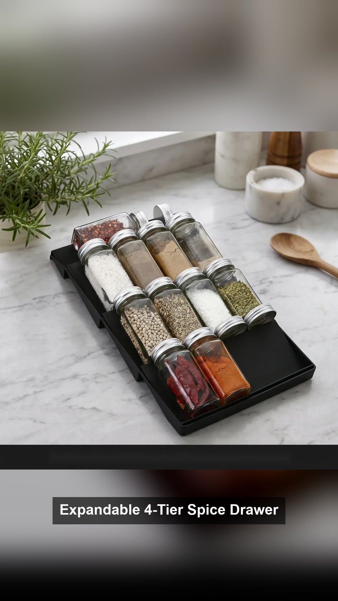 Expandable 4-Tier Spice Drawer Organizer for Kitchen, 2-Pack