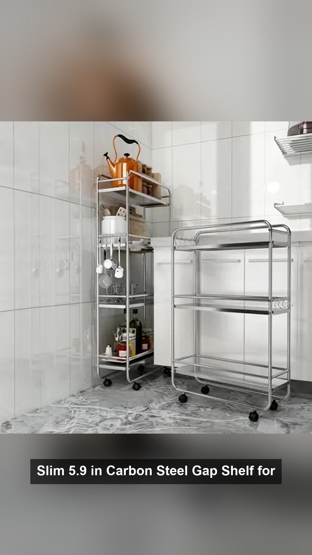 Slim 5.9 in Carbon Steel Gap Shelf for Fridge & Laundry
