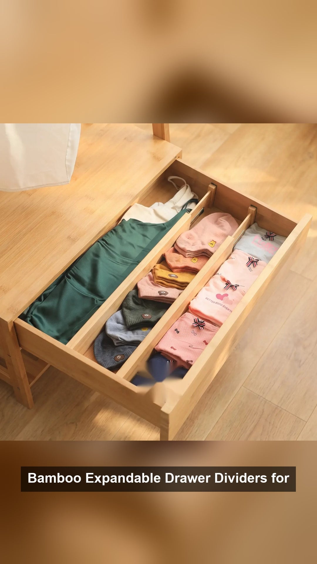Bamboo Expandable Drawer Dividers for Kitchen & Dresser