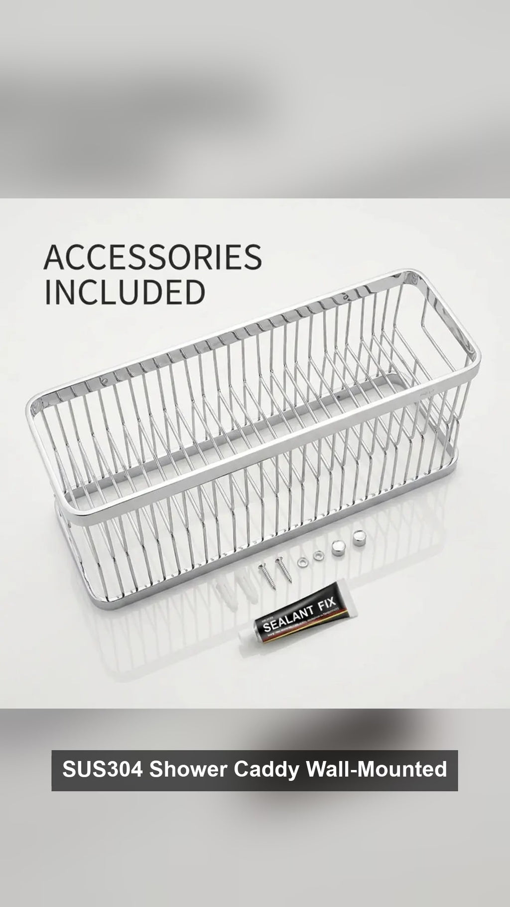 SUS304 Shower Caddy Wall-Mounted Rustproof Bathroom Shelf