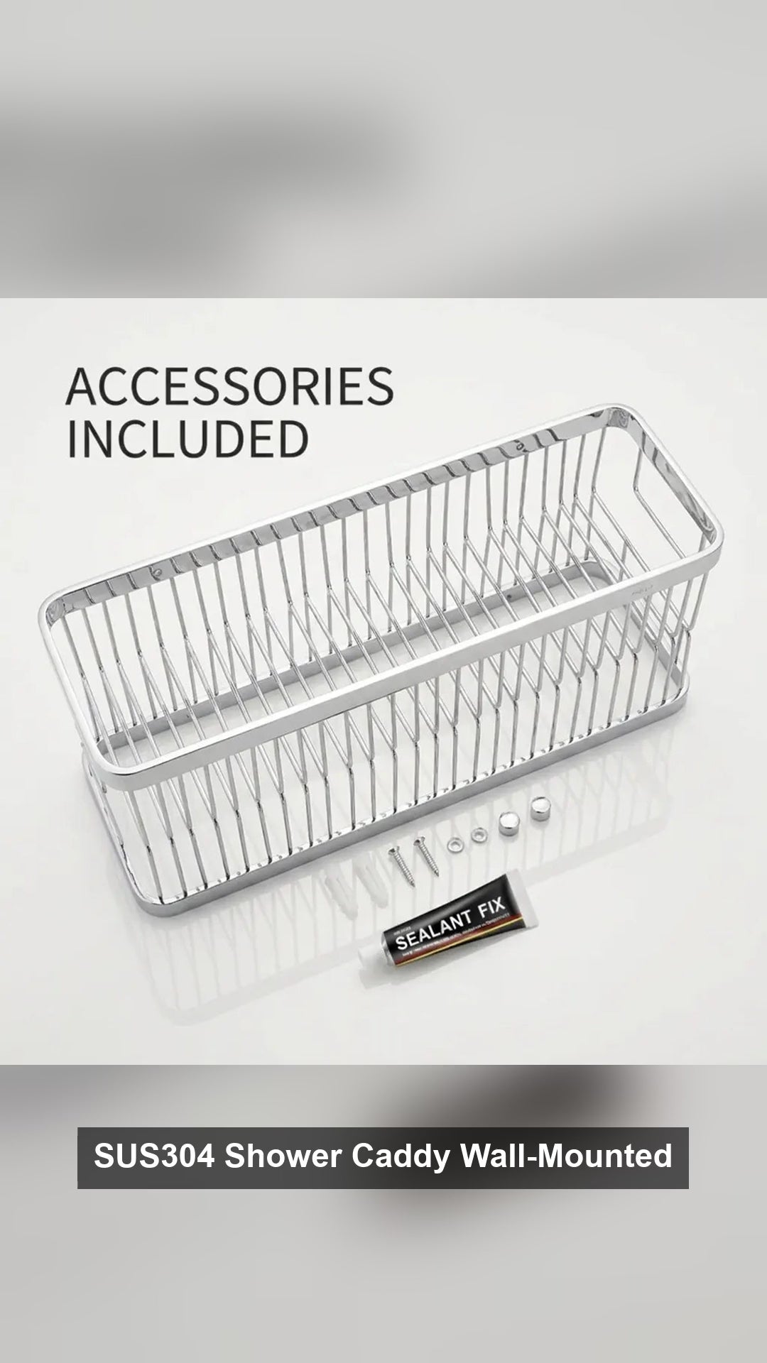 SUS304 Shower Caddy Wall-Mounted Rustproof Bathroom Shelf