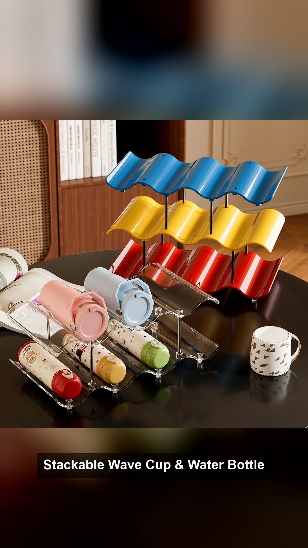 Stackable Wave Cup & Water Bottle Organizer Multi-Tier