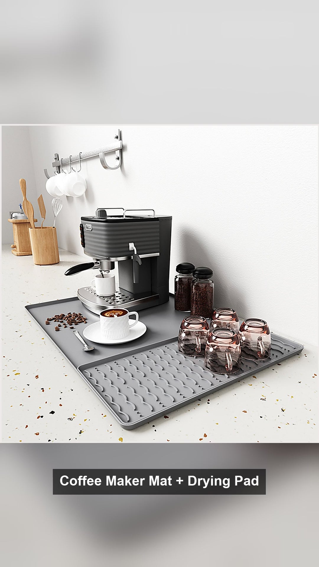 Silicone Coffee Maker Mat – 2-in-1 Drying Pad, Split Design