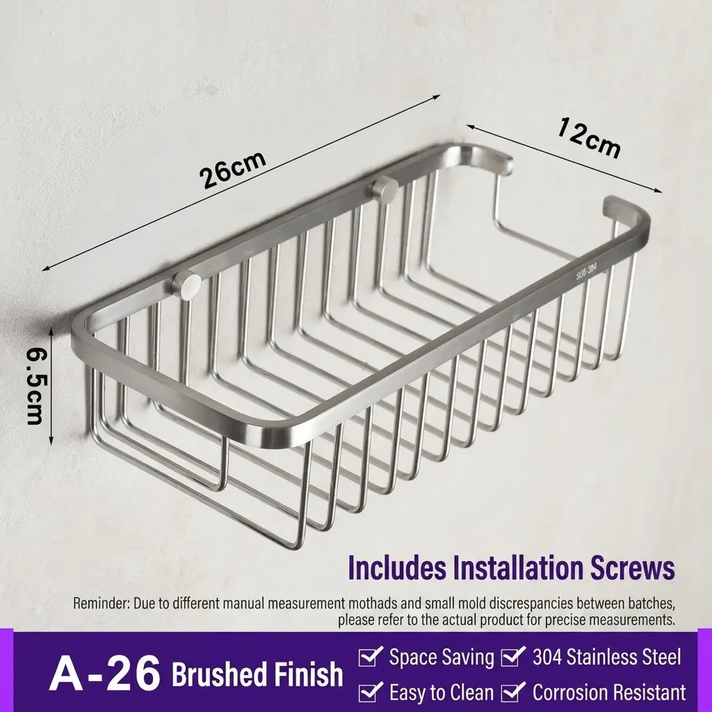 SUS304 Shower Caddy Wall-Mounted Rustproof Bathroom Shelf