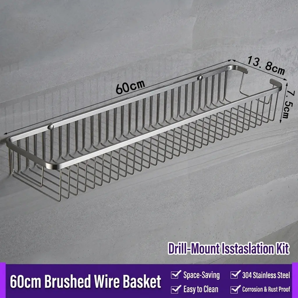 SUS304 Shower Caddy Wall-Mounted Rustproof Bathroom Shelf