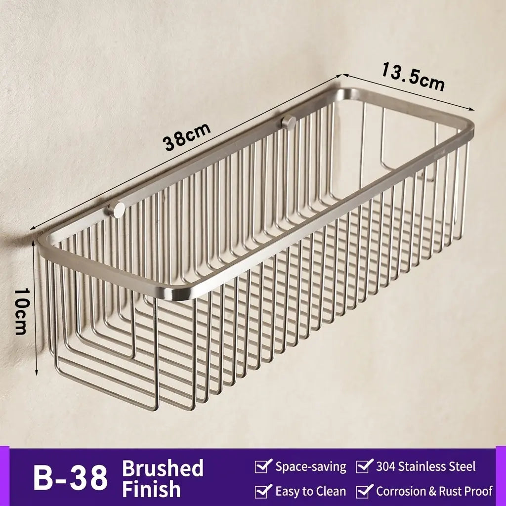 SUS304 Shower Caddy Wall-Mounted Rustproof Bathroom Shelf
