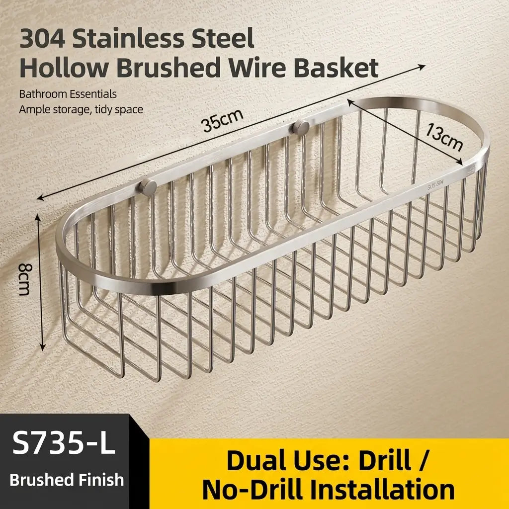 SUS304 Shower Caddy Wall-Mounted Rustproof Bathroom Shelf