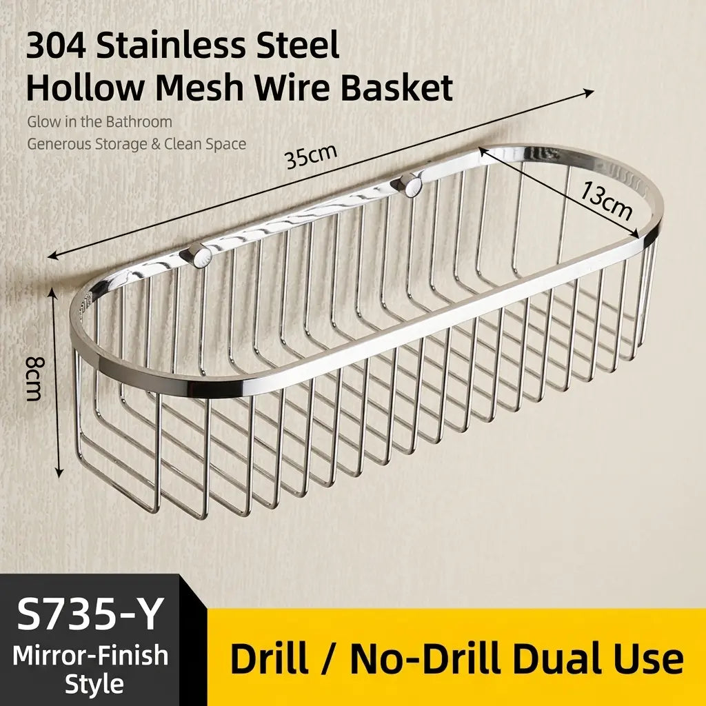 SUS304 Shower Caddy Wall-Mounted Rustproof Bathroom Shelf