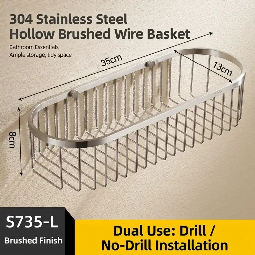 SUS304 Shower Caddy Wall-Mounted Rustproof Bathroom Shelf