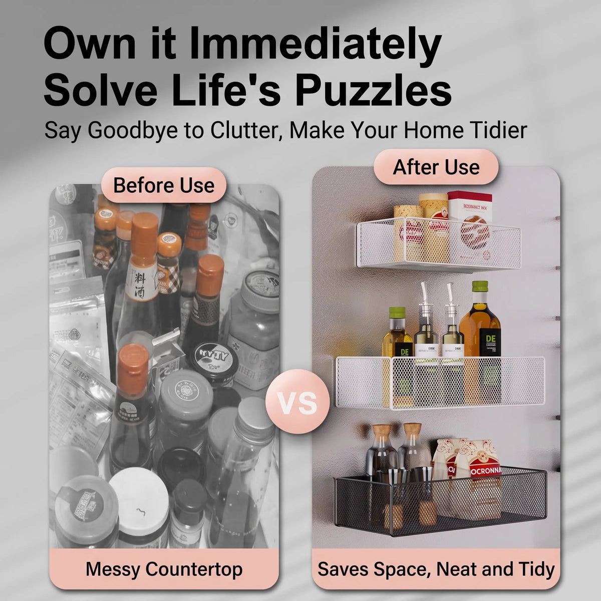 Magnetic Fridge Organizer Basket No-Drill Door Storage