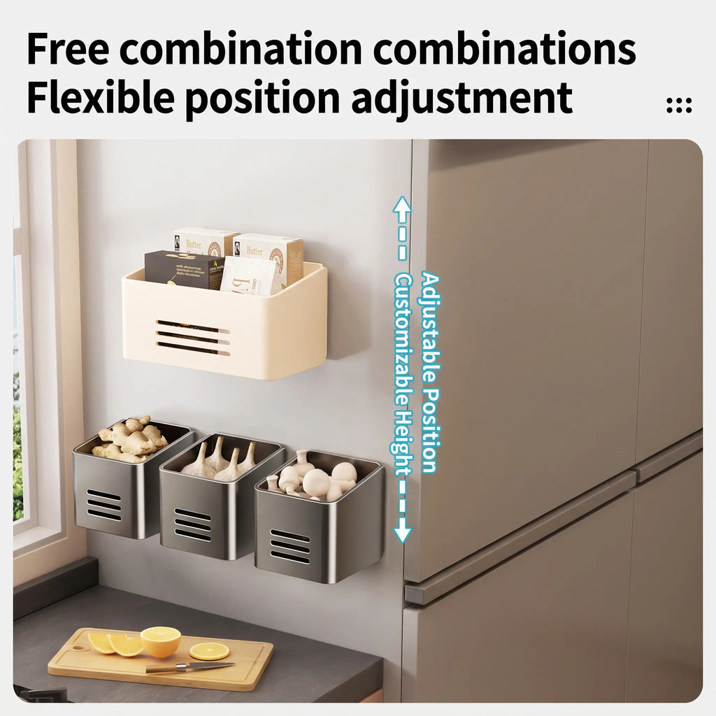 Magnetic Fridge Side Storage Box Carbon Steel Organizer