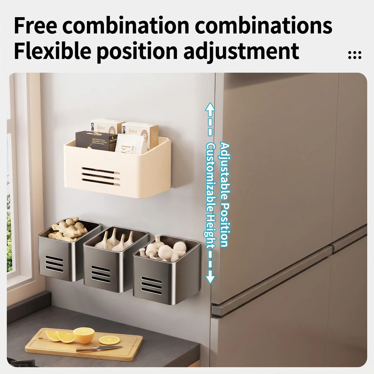 Magnetic Fridge Side Storage Box Carbon Steel Organizer