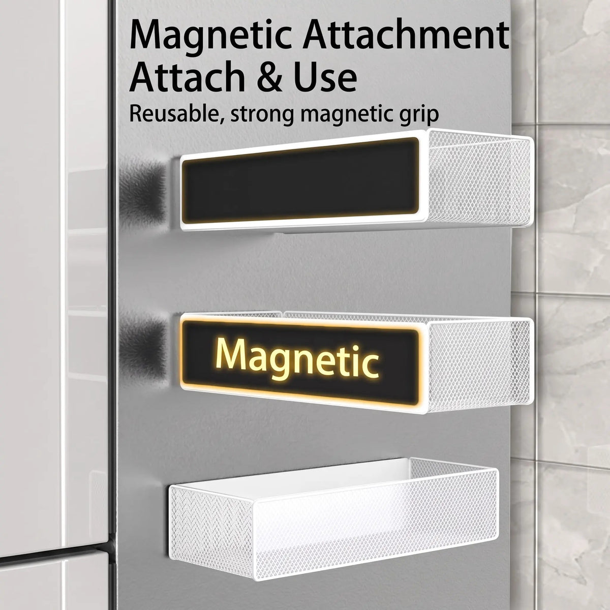 Magnetic Fridge Organizer Basket No-Drill Door Storage