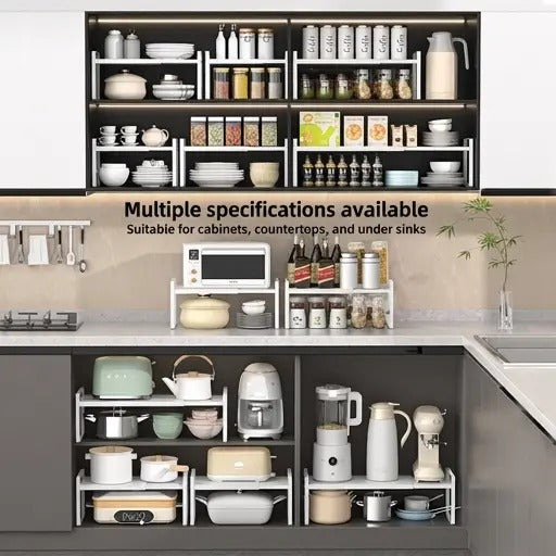 Expandable Carbon Steel Shelf Riser for Cabinet & Pantry