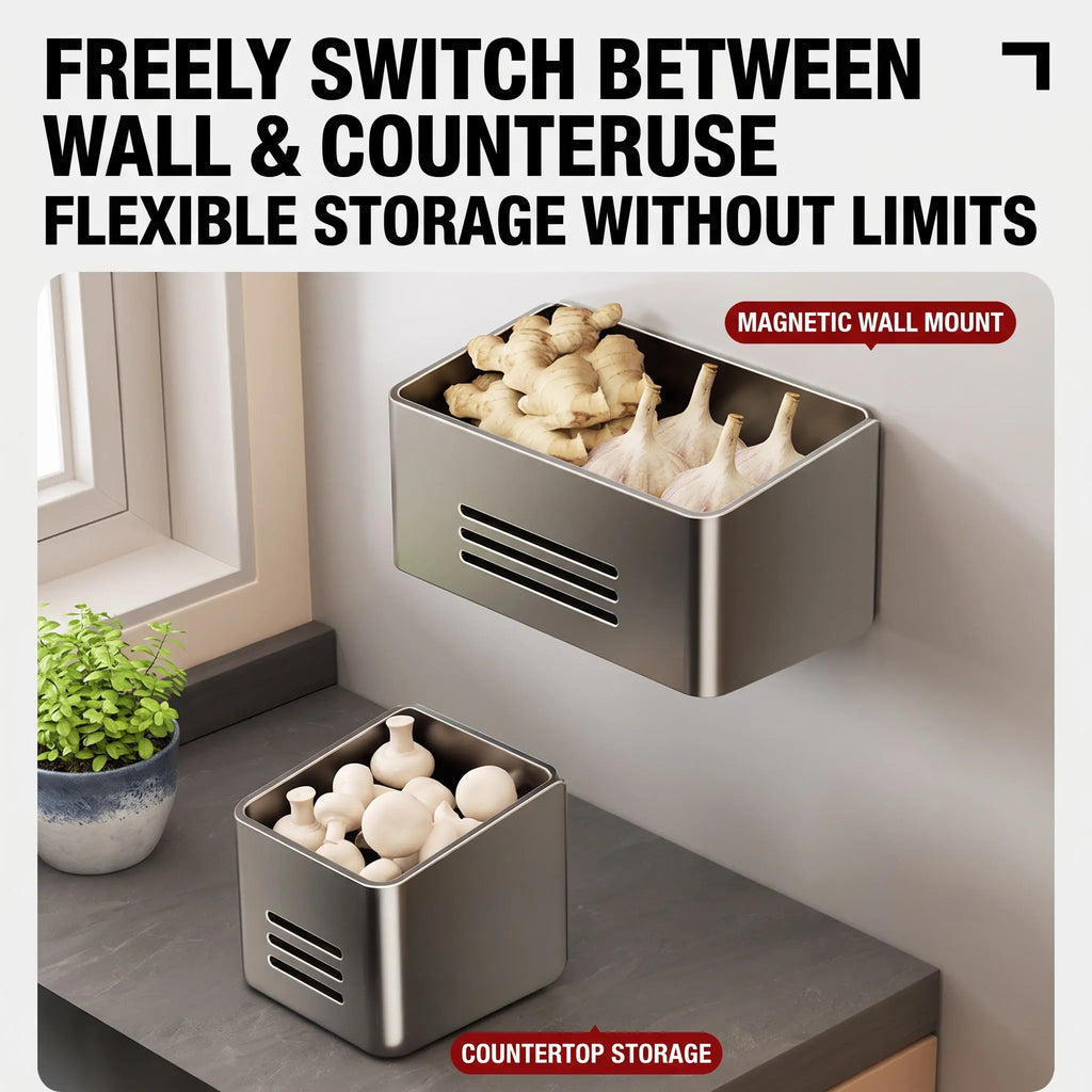 Magnetic Fridge Side Storage Box Carbon Steel Organizer