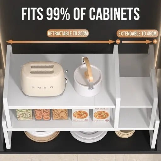 Expandable Carbon Steel Shelf Riser for Cabinet & Pantry