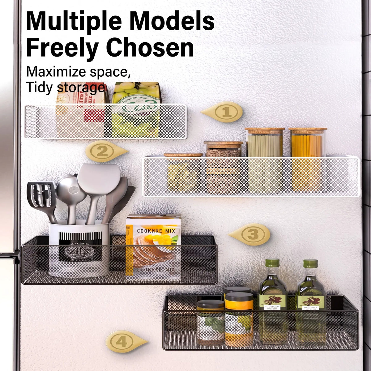 Magnetic Fridge Organizer Basket No-Drill Door Storage