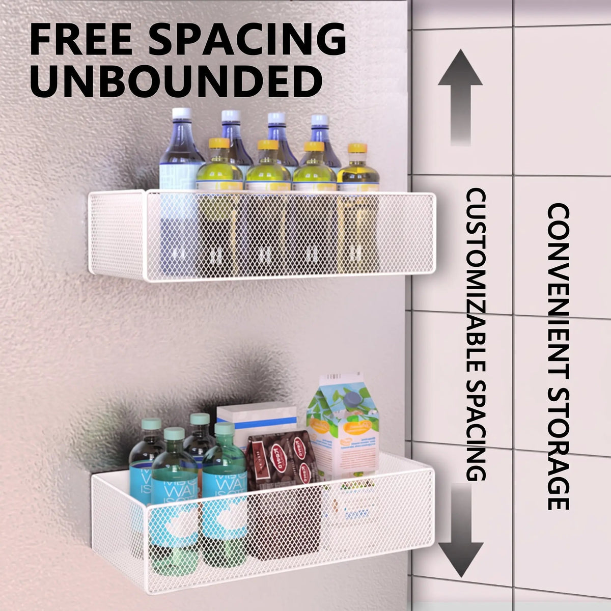Magnetic Fridge Organizer Basket No-Drill Door Storage