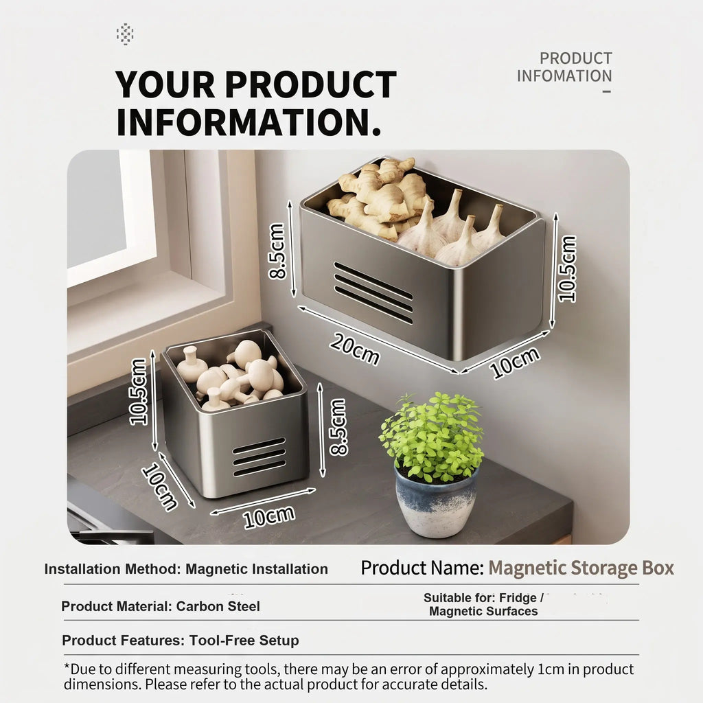 Magnetic Fridge Side Storage Box Carbon Steel Organizer