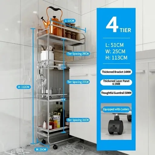 Slim 5.9 in Carbon Steel Gap Shelf for Fridge & Laundry