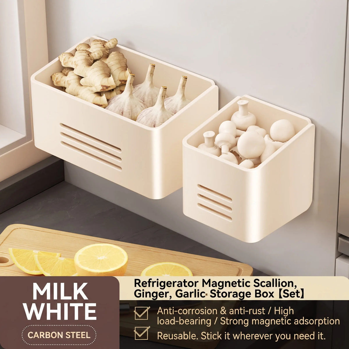 Magnetic Fridge Side Storage Box Carbon Steel Organizer