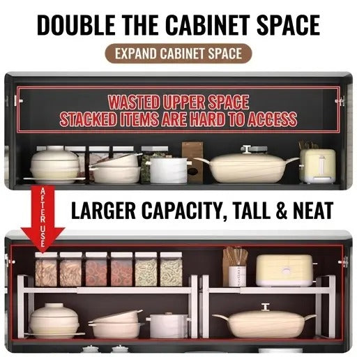 Expandable Carbon Steel Shelf Riser for Cabinet & Pantry