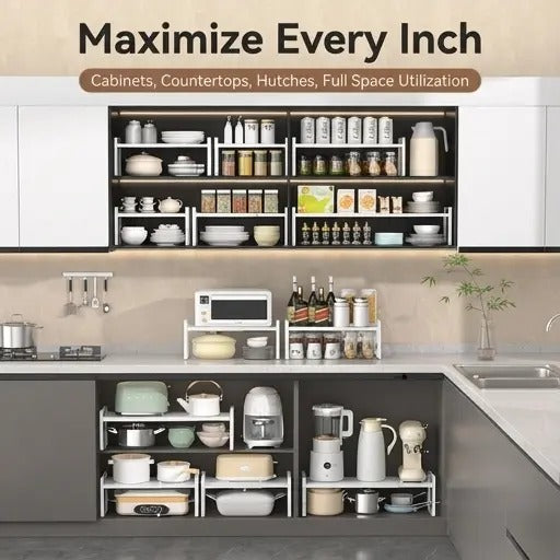 Expandable Carbon Steel Shelf Riser for Cabinet & Pantry