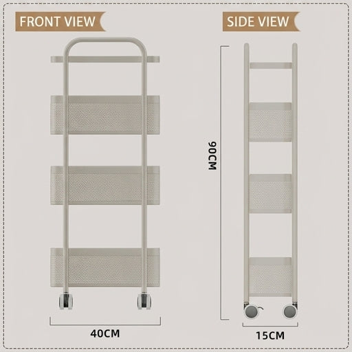 Slim Narrow Rolling Cart with Wheels Carbon Steel