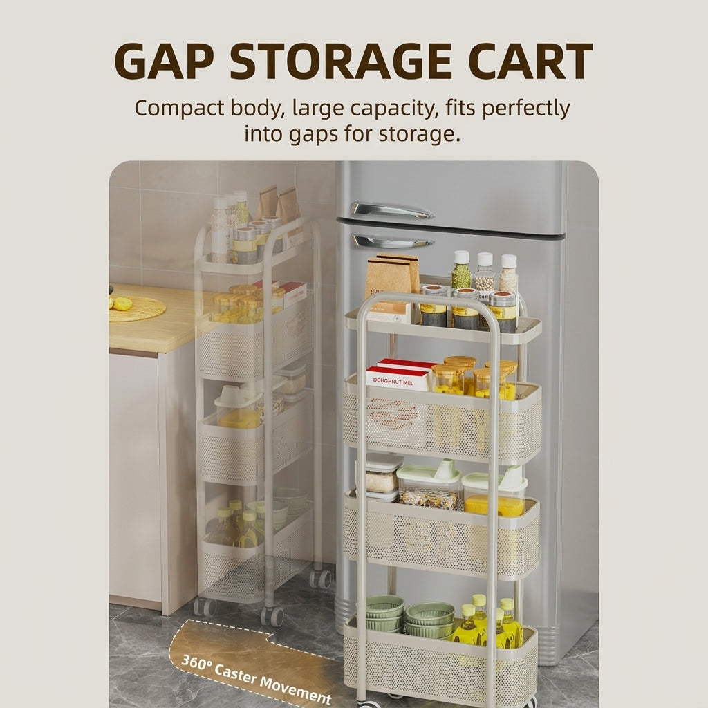 Slim Narrow Rolling Cart with Wheels Carbon Steel