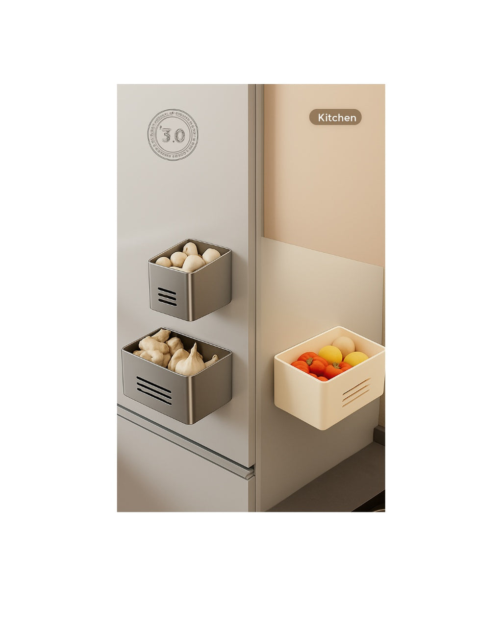 Magnetic Fridge Side Storage Box – Carbon Steel Organizer for Kitchen, Refrigerator & Wall