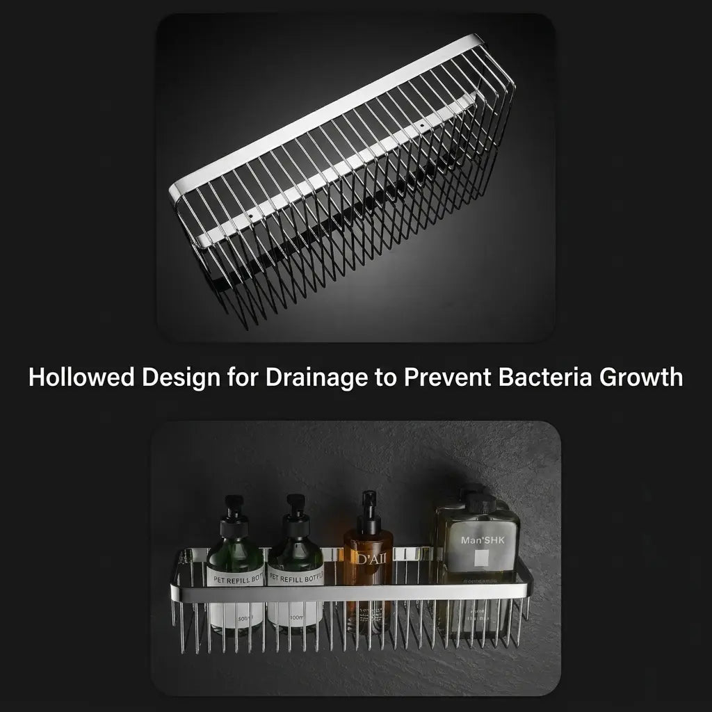 Hollowed Design for Drainage to Prevent Bacteria Growth - Stainless Steel Shower Caddy