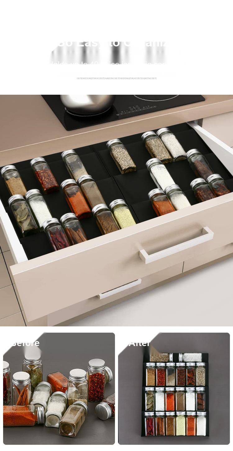Expandable 4-Tier Spice Drawer Organizer for Kitchen, 2-Pack