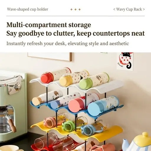 Stackable Wave Cup & Water Bottle Organizer Multi-Tier